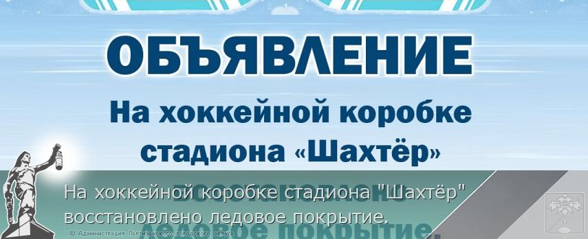 На хоккейной коробке стадиона &quot;Шахтёр&quot; восстановлено ледовое покрытие.  | Администрация муниципального округа город Партизанск Приморского края Официальный сайт